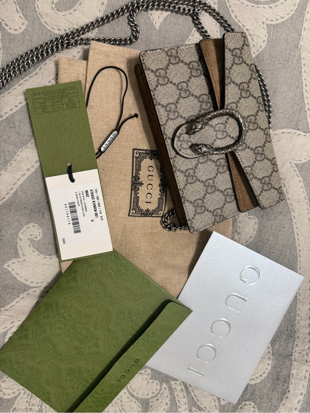 Gucci Beige GG Supreme Dionysus Crossbody with Brown Trim and Silver Hardware - Picture 9 of 11
